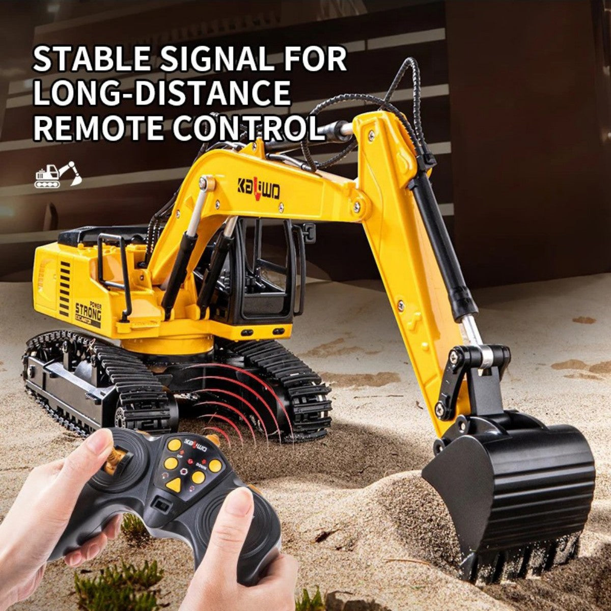 Huina Kaliwoer 13510 1:24 RC Excavator offers stable signal for long-distance remote control, ensuring uninterrupted construction fun.