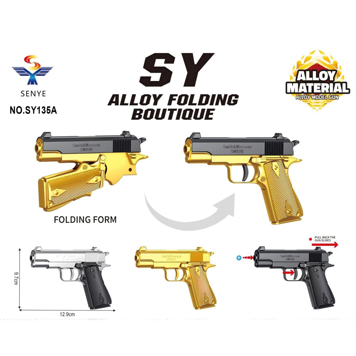 Half Die-Alloy Soft Bullet Gun Model Kit with Rubber Bullet