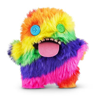 FUGGLER Soft Plush Toy with rainbow fur, button eyes, and large tongue. A vibrant and silly plush for kids and collectors alike.
