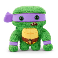 FUGGLER Soft Plush Toy dressed as a green turtle superhero with purple mask. A fun parody plush for stuffed animal enthusiasts.