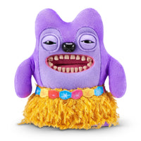 FUGGLER Soft Plush Toy in purple with yellow hula skirt and wide grin. A tropical-themed plush for novelty toy collections.