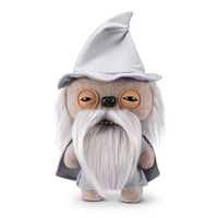 FUGGLER Soft Plush Toy styled as a wizard with a long white beard, gray robe, and pointed hat. Ideal for quirky stuffed animal collectors.