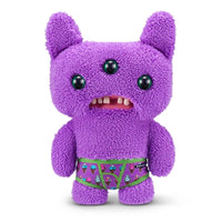 FUGGLER Soft Plush Toy in purple with three eyes and ice cream print shorts. A silly and soft plush for monster toy fans.