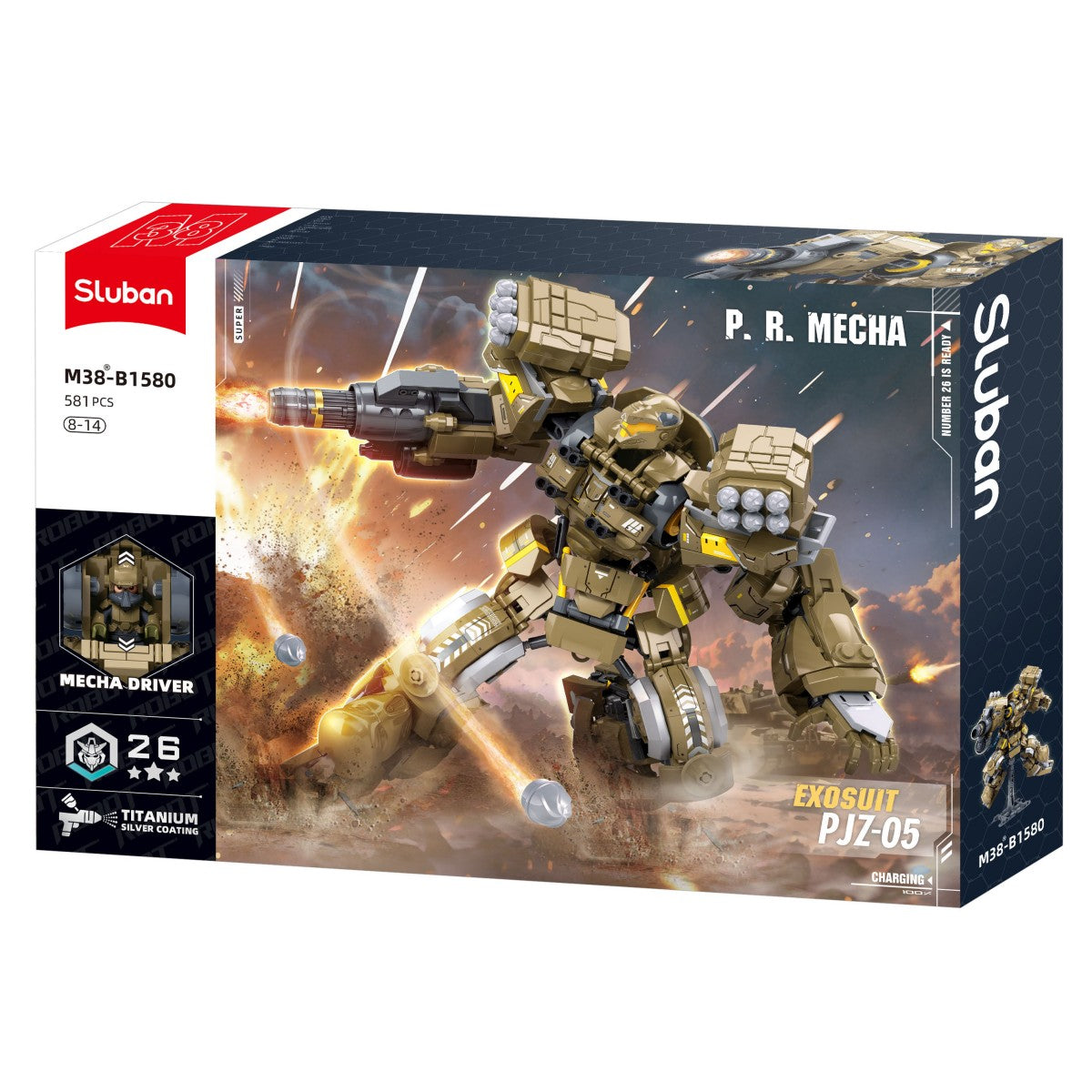 SLUBAN M38-B1580 P.R. Mecha Exosuit-PLZ05 Building Set 581Pcs