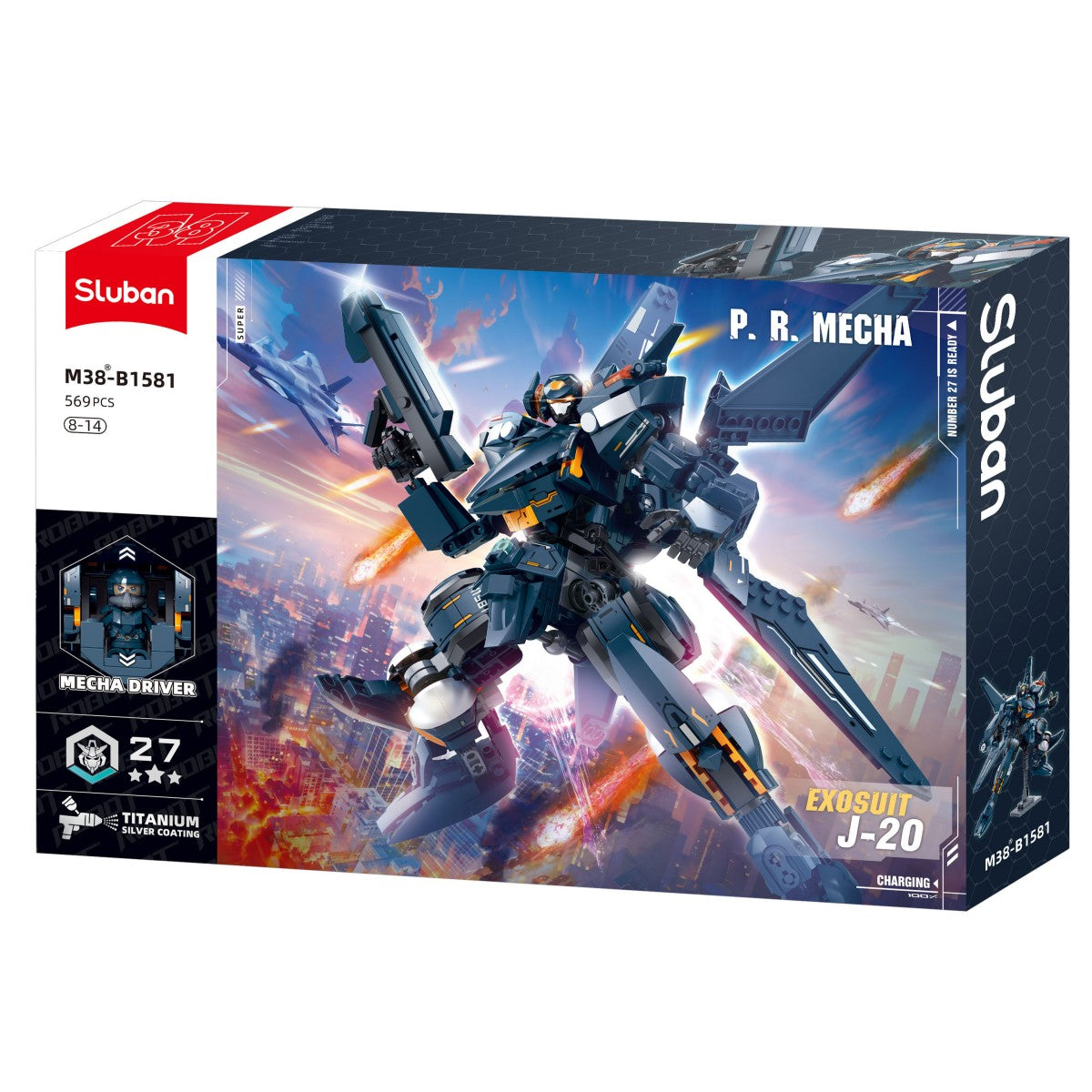 SLUBAN M38-B1581 P.R. Mecha Exosuit-J20 Building Set 569Pcs