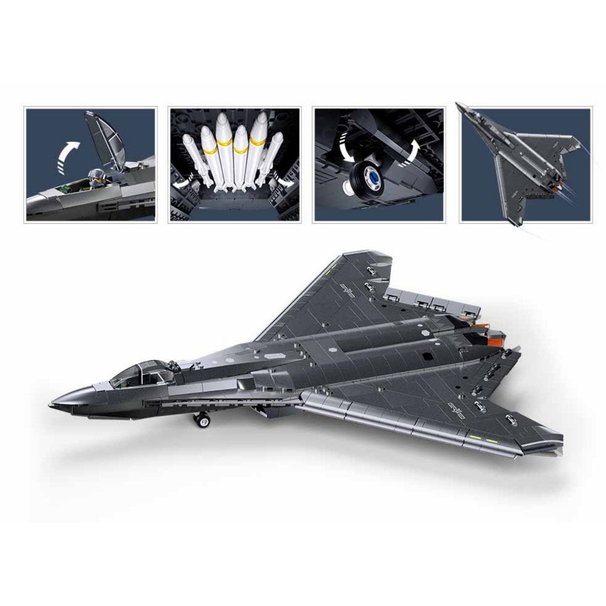 SLUBAN M38-B1587 Model Bricks J50S Fighter Jet 879Pcs