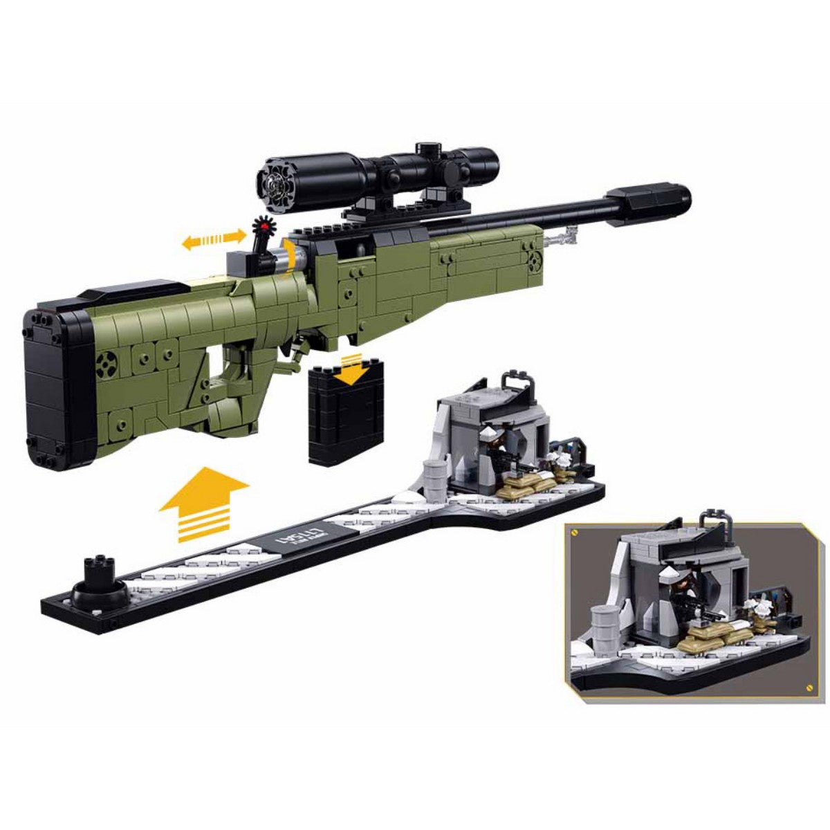 SLUBAN M38-B1590 GUN-AWM 1/2 Building Block Set 874Pcs