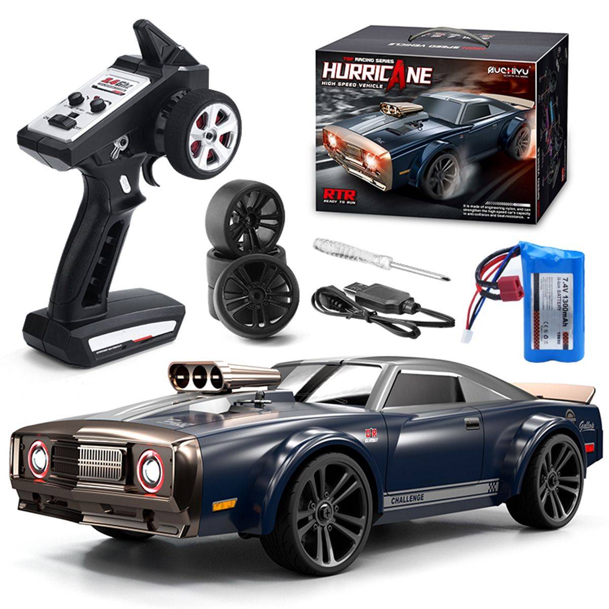 16303 Electric High Speed 4WD RC Drift Car with LED Light -HugmieToys