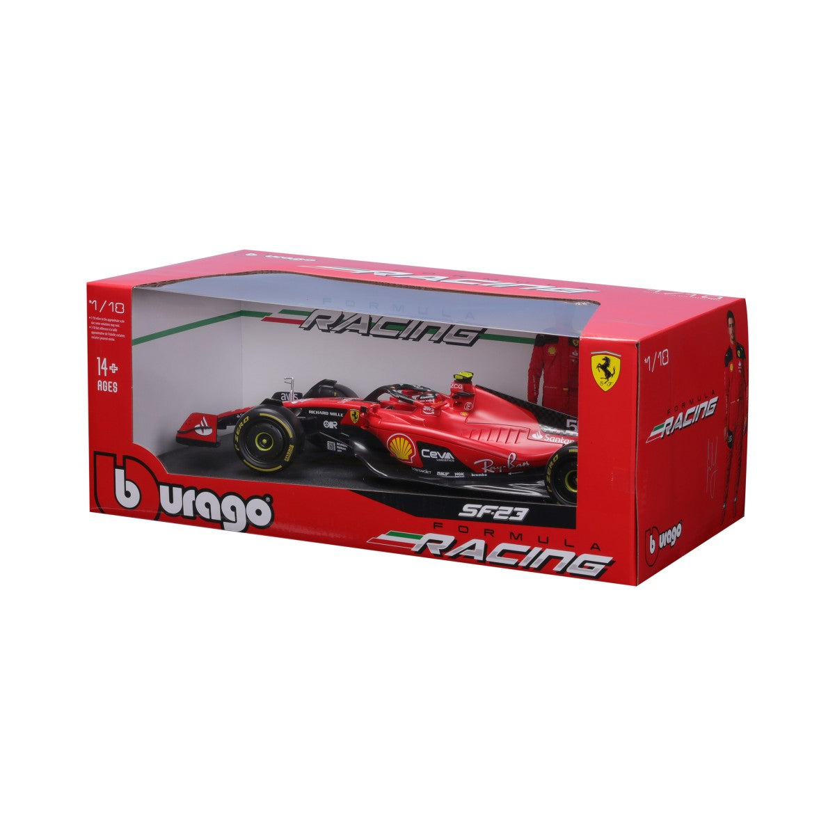 Bburago 1:18 F1 Car Model 2023 Ferrari SF-23 #55 Carlos Sainz - HugmieToys