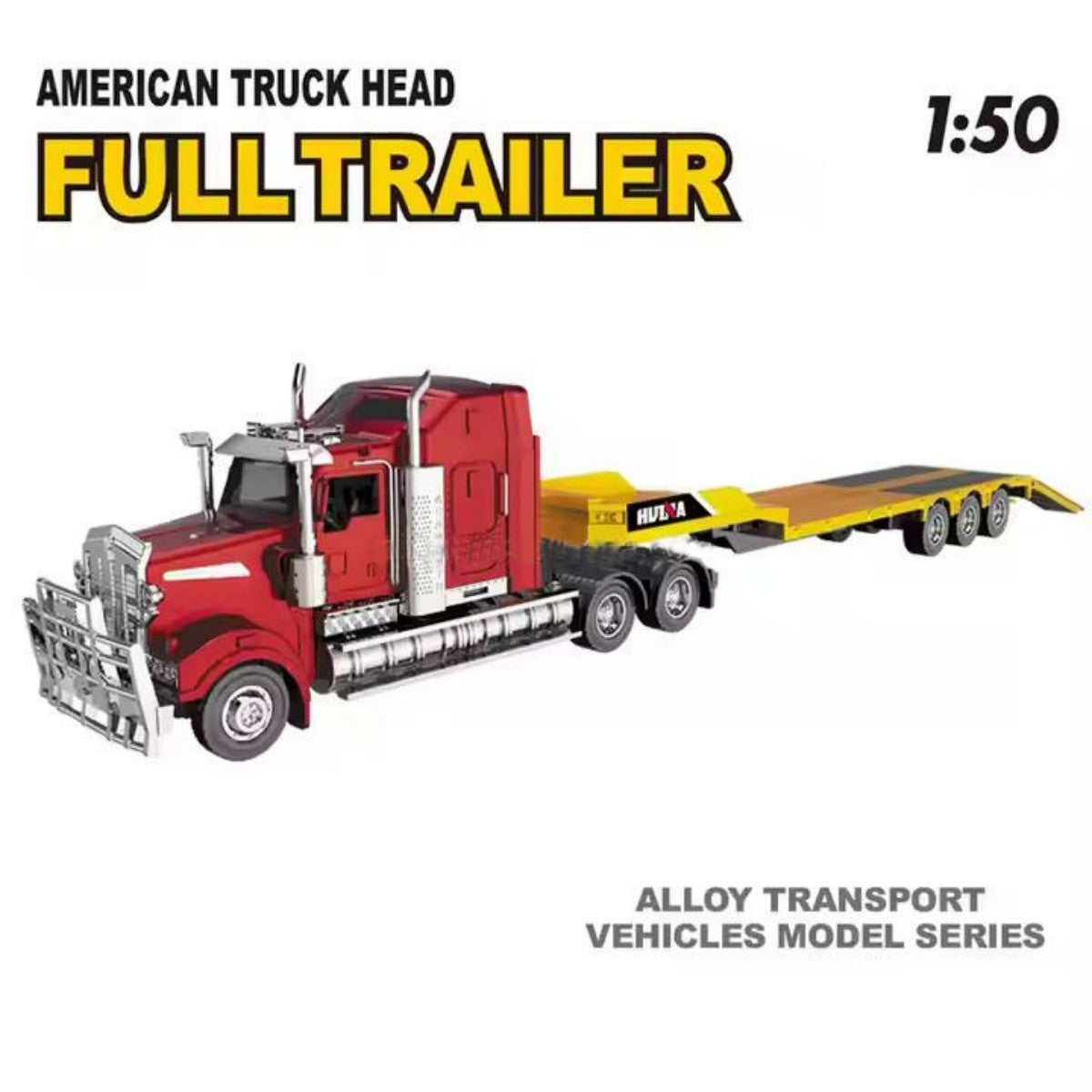 Huina 1754 1:50 Alloy American Flatbed Truck Static Model from Alloy Transport Vehicles Model Series, showcasing realistic truck design.