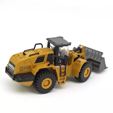 Side view of the Huina 1813 1:60 Alloy Loader Static Model showcasing intricate design and sturdy alloy build. A perfect addition to construction model collections.