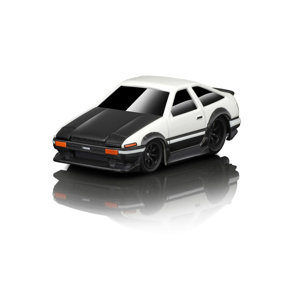 Maisto Muscle Machines 1:64 diecast 1983 Toyota Sprinter Trueno AE86 in white with black accents and custom wheels, ideal for collectors.