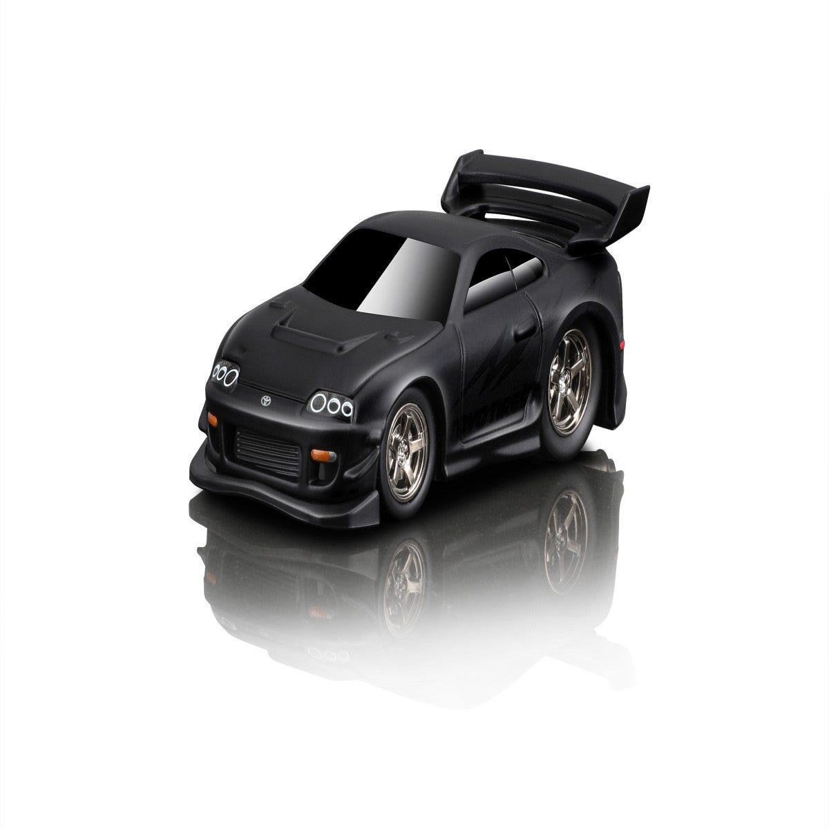 Maisto Muscle Machines 1:64 diecast 1993-97 Toyota Supra MK4 in matte black with widebody kit and custom wheels, ideal for collectors.