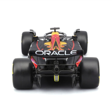 Rear view of Bburago 1:24 F1 Car Model Red Bull Racing RB19 #1 Max Verstappen, highlighting the Oracle branding and rear wing details.