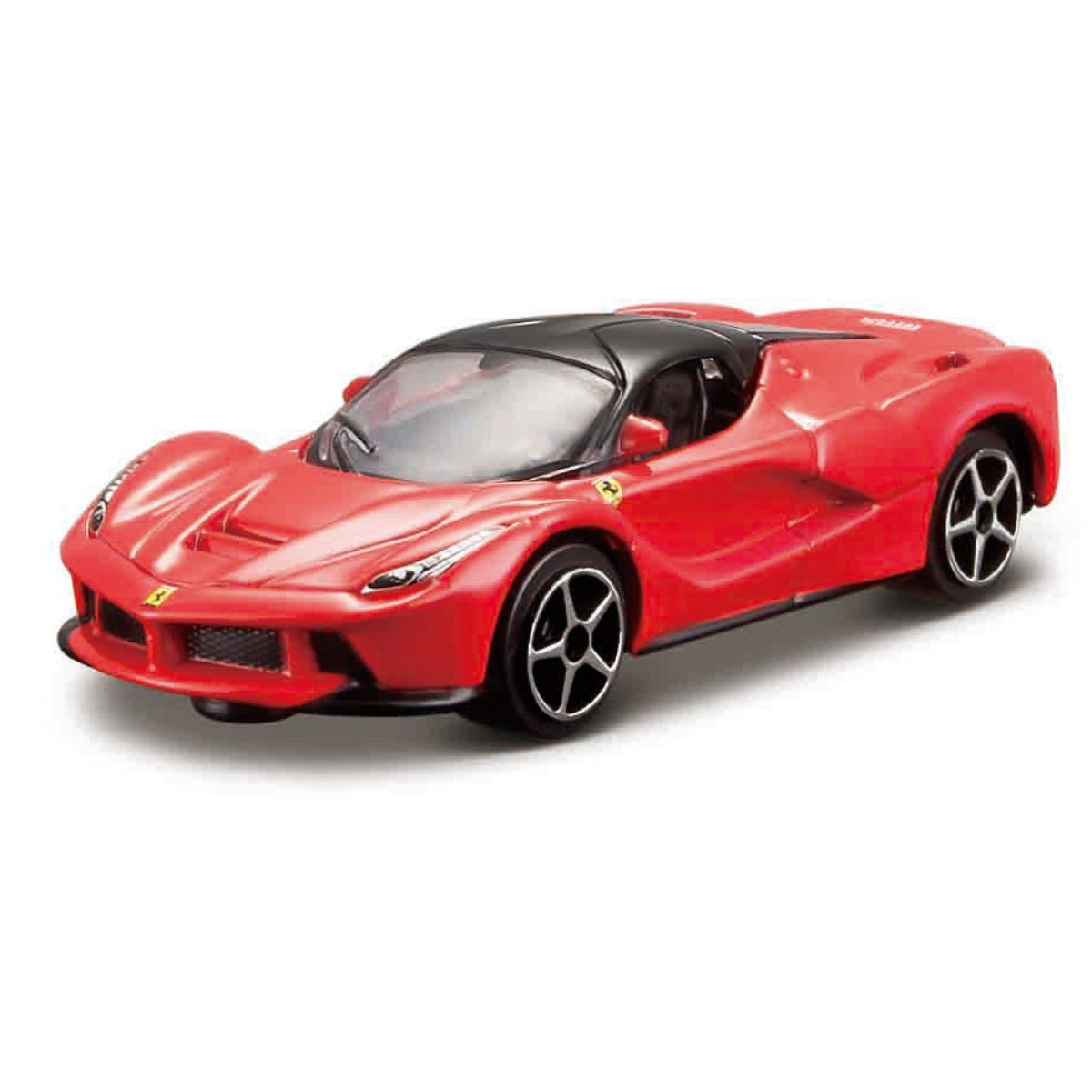 Bburago 1:64 Ferrari LaFerrari alloy model car in red with black roof. A premium collectible toy car with intricate details for Ferrari enthusiasts.