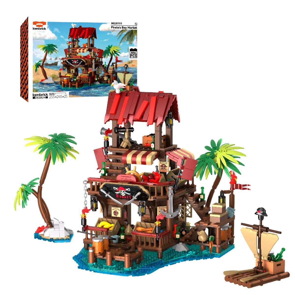 IAMBRICK 31111 Pirate's Bay Market Building Set