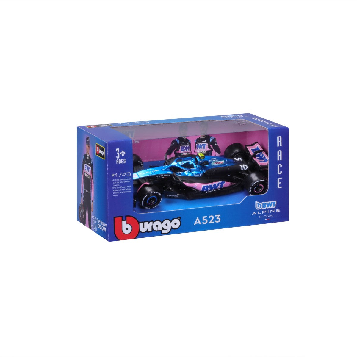 Bburago 1:43 F1 Car Model 2023 BWT Alpine F1 Team A523 #10 Pierre Gasly