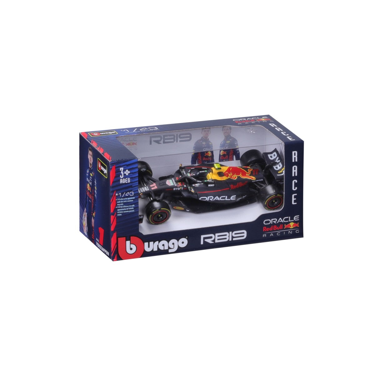 Bburago 1:43 F1 Car Model 2023 Red Bull Racing RB19 #11 Sergio Pérez in original packaging, featuring detailed diecast design for collectors.