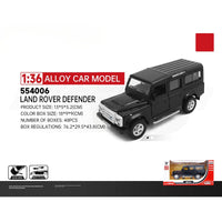 RMZ CiTY 1:36 Land Rover Defender diecast model car in black with rugged detailing and durable alloy construction. Perfect for collectors.