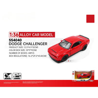 RMZ CiTY 1:36 Classic Alloy Diecast Model Car - Dodge Challenger in red with realistic details. Features a pullback mechanism and durable alloy construction, perfect for collectors and kids.