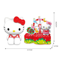 Hello Kitty Small Amusement Park Blind Box toy set featuring a Ferris wheel-themed building block display, measuring 17cm wide.