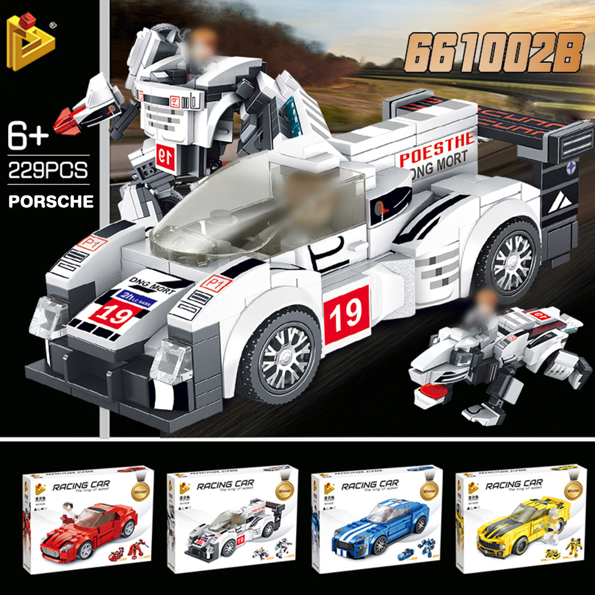 Panlos Brick 661002B 1To3 Racing Car Building Blocks