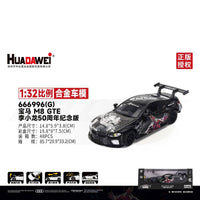 RMZ CiTY 1:32 alloy BMW M8 GTE Bruce Lee 50th anniversary edition toy car in black with sound and light, collectible static model car.