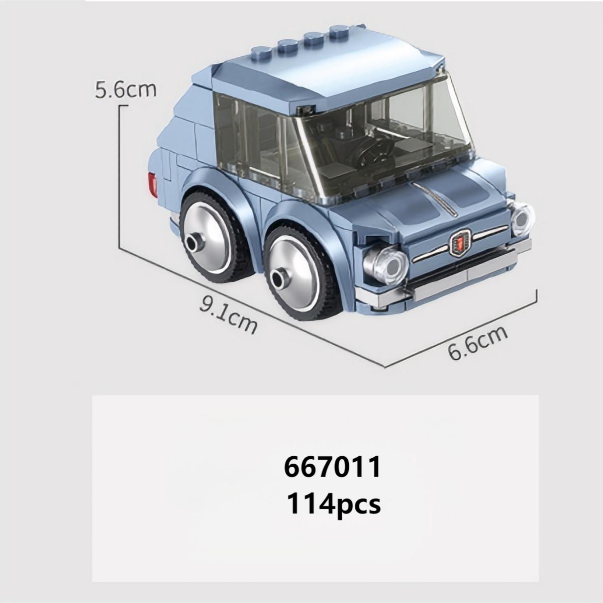 Blue Panlos Mini Racing Car with a compact design, featuring 114 pieces and a realistic windshield for added detail.