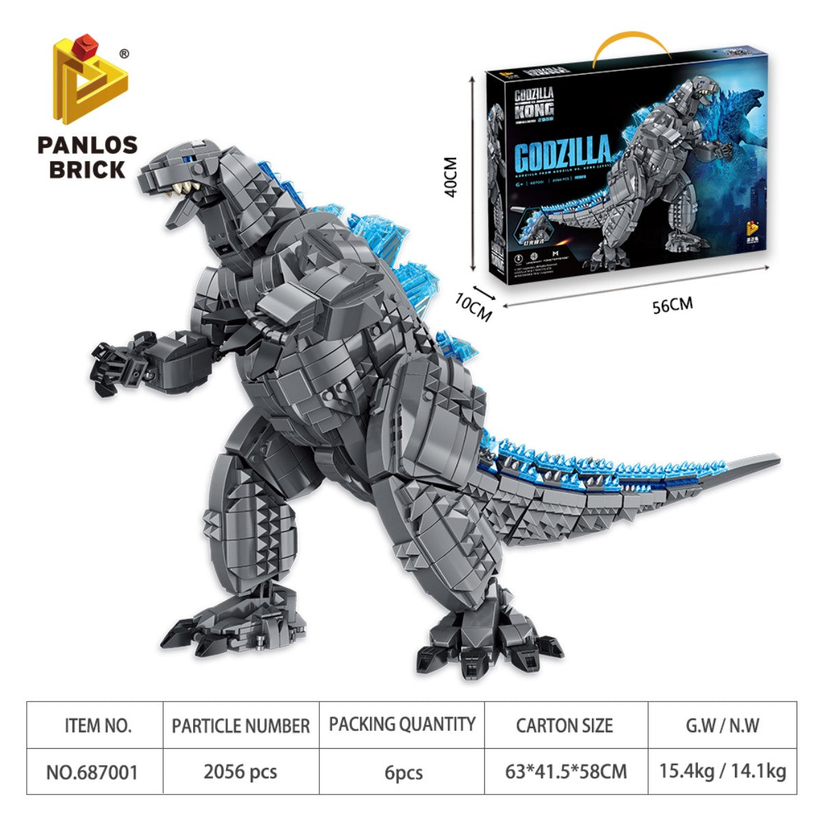 Panlos Brick 687001 Godzilla Building Blocks 2056Pcs-HugmieToys