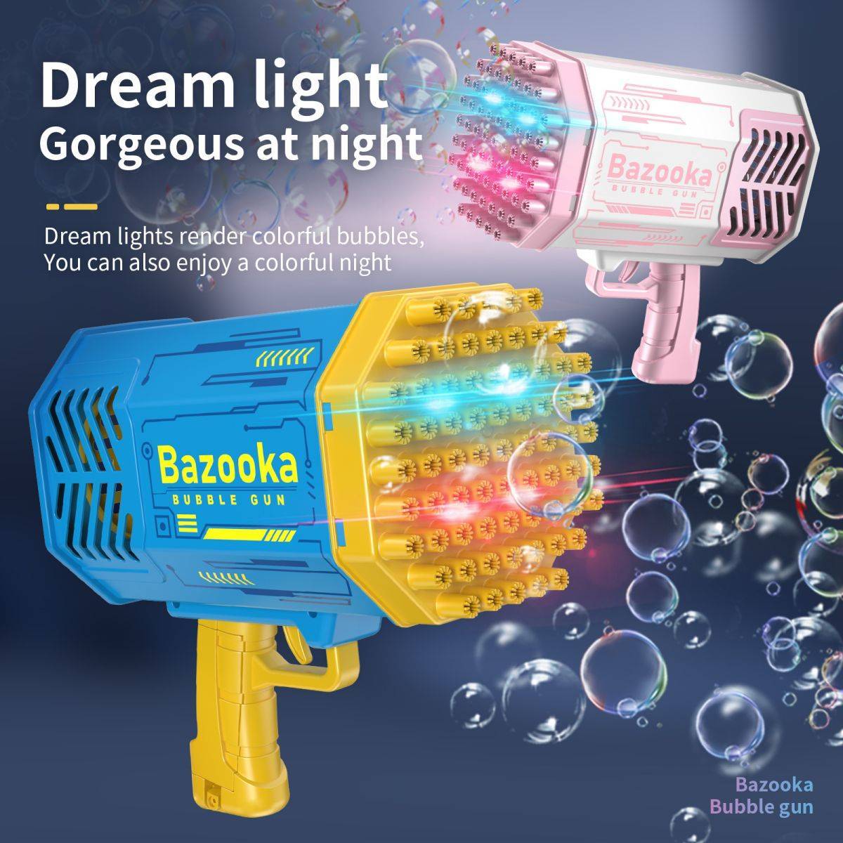 69 Hole Bazooka Bubble Gun-P051 Pink /P052 Blue - Hugmie