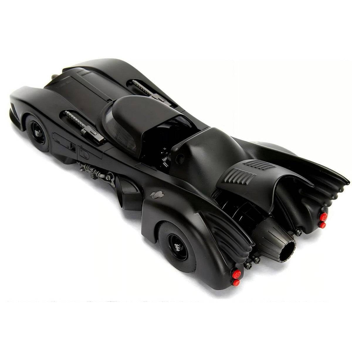 BA8504C 1:24 1989 Batmobile Alloy Diecast Model Car with sleek black finish, detailed design, and iconic rear fins, perfect for collectors.