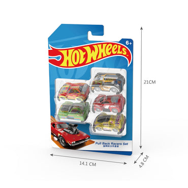 Hot Wheels Mini Pull Back Car Set HW-170501 in retail packaging, featuring 5 assorted toy cars. Perfect for playtime and gifting.