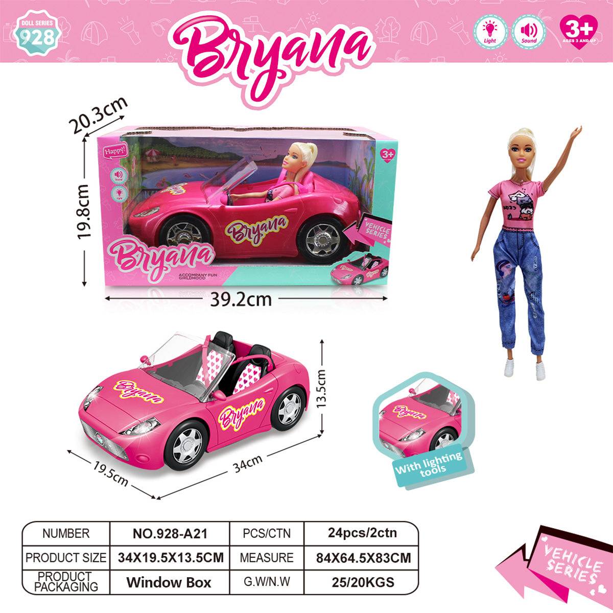 2 Seats Barbie Sports Car and Doll Playset