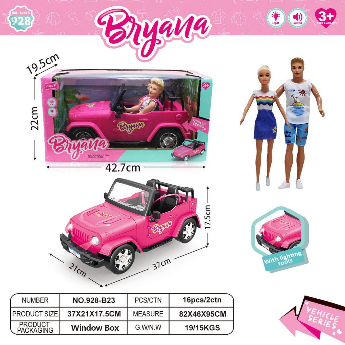 2 Seats Jeep Car with Barbie Doll and Ken Playset