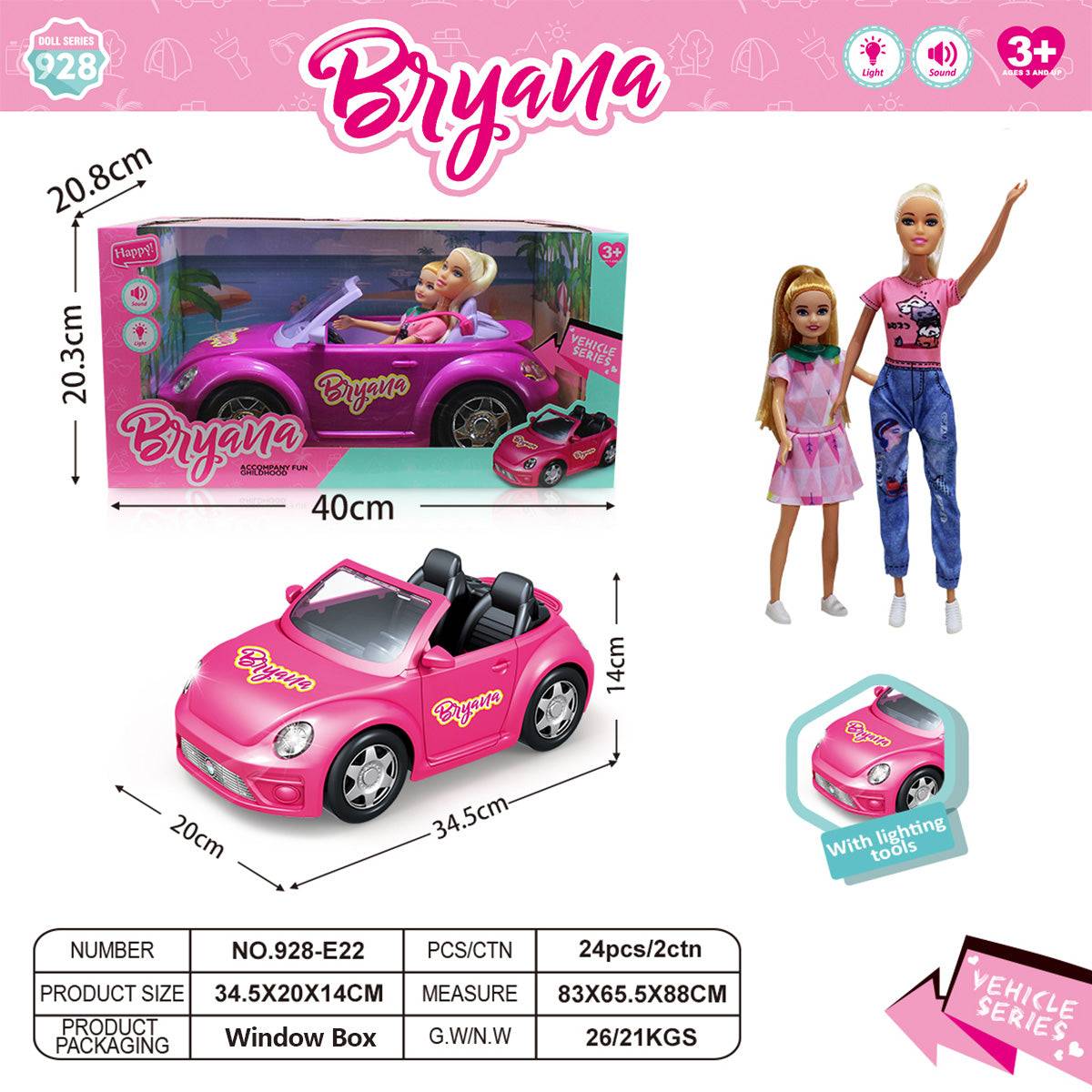 2 Seats Beetle Car with 2 Barbie Dolls Playset