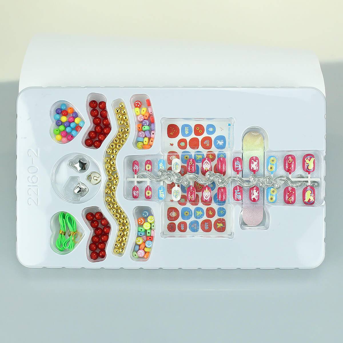 12 Zodiac Signs Kids Nail Art Set HW23158395 by HugmieToys, featuring colorful beads, stickers, and nail decorations for creative kids' DIY fun.