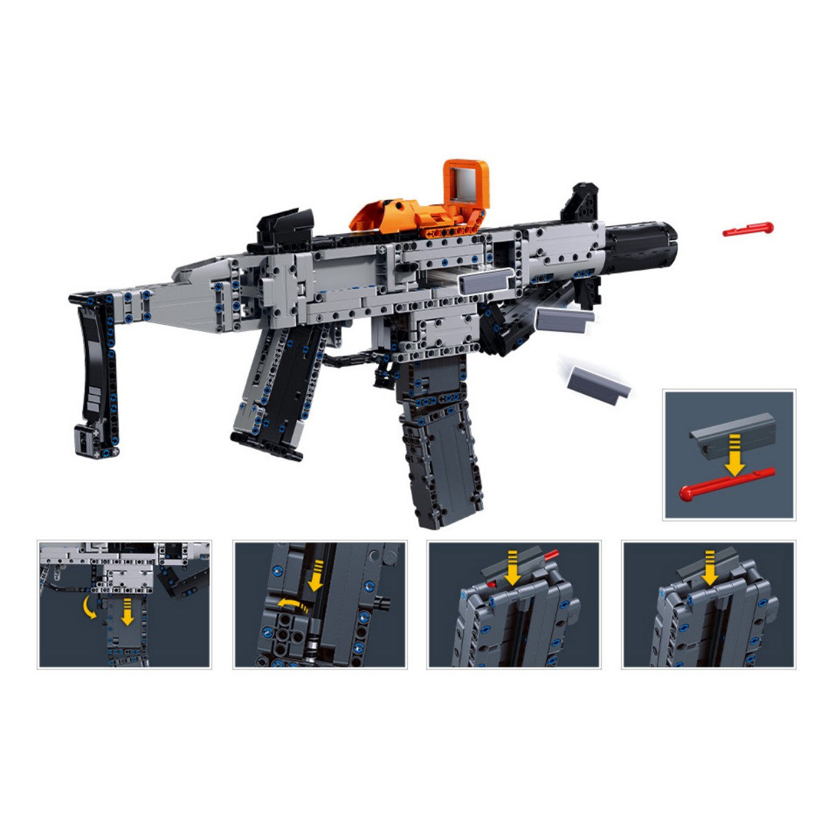 SLUBAN M38-B1357 Model Bricks Gun 1/1 SMG-45S 715Pcs