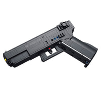 Panlos Brick G18 Building Block Pistol with a black design, realistic details, and a functional trigger mechanism.