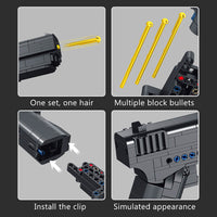 Step-by-step guide on loading and firing the Panlos Brick G18 Building Block Pistol, showcasing its realistic functionality.