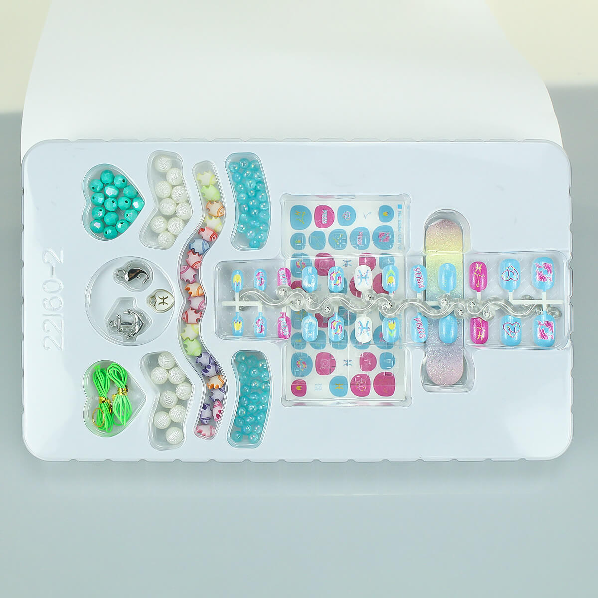 12 Zodiac Signs Kids Nail Art Set HW23158395 by HugmieToys, featuring colorful nail stickers, beads, and accessories for creative DIY nail designs.