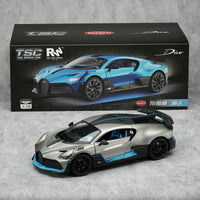 TOPTOY 1:18 Car Model The Speed Car Die-Cast Model of Bugatti Divo in silver and blue finish, a premium addition to toy cars and trucks collections.