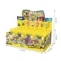 Retail display box for SpongeBob SquarePants 25th Anniversary Memory Foam Blind Box Series with collectible figures and vibrant packaging.