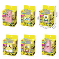 SpongeBob SquarePants 25th Anniversary Memory Foam Series individual blind box packaging with collectible SpongeBob and Patrick designs.