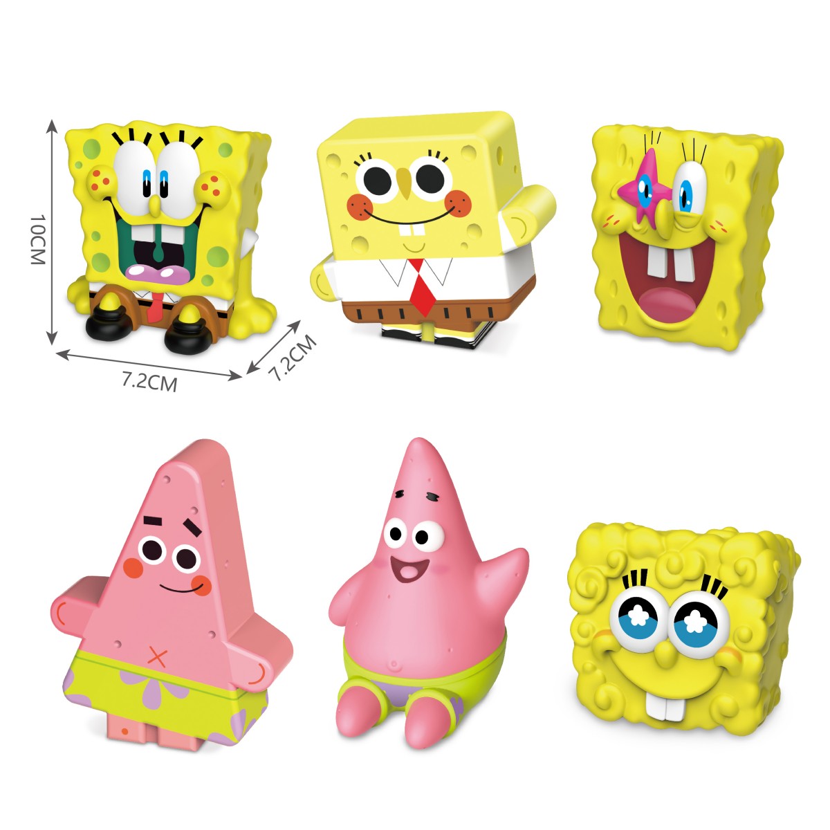 SpongeBob SquarePants 25th Anniversary Memory Foam Blind Box Series featuring collectible SpongeBob and Patrick figures in various designs.