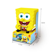 SpongeBob SquarePants Blind Box packaging with SpongeBob figure and dimensions of 6.7cm x 6.8cm x 9.8cm. Ideal for collectors and kids.