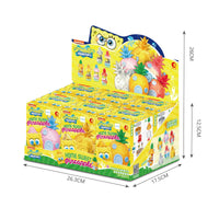 Retail display box for SpongeBob SquarePants Blind Box Happy Pineapple House, featuring colorful packaging and dimensions of 26.3cm x 17.5cm x 12.5cm.