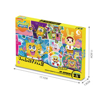 SpongeBob SquarePants 25th Anniversary Blind Box packaging showcasing colorful character designs and product dimensions for collectors.