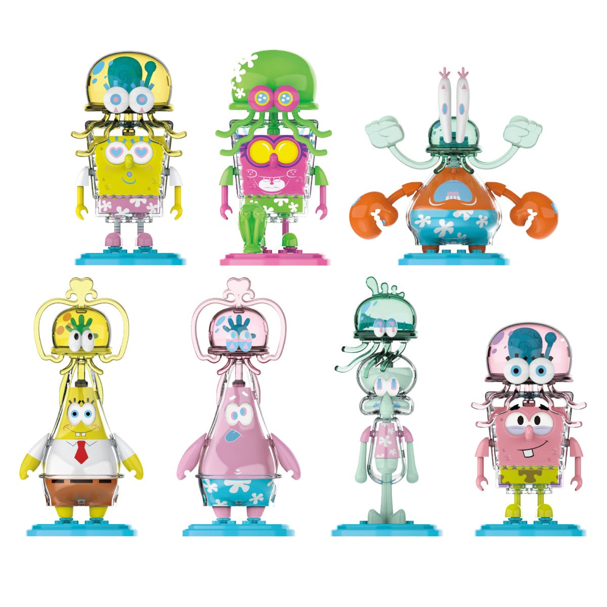 SpongeBob SquarePants Blind Box Jellyfish Series collectible figures featuring SpongeBob characters in jellyfish-themed designs.