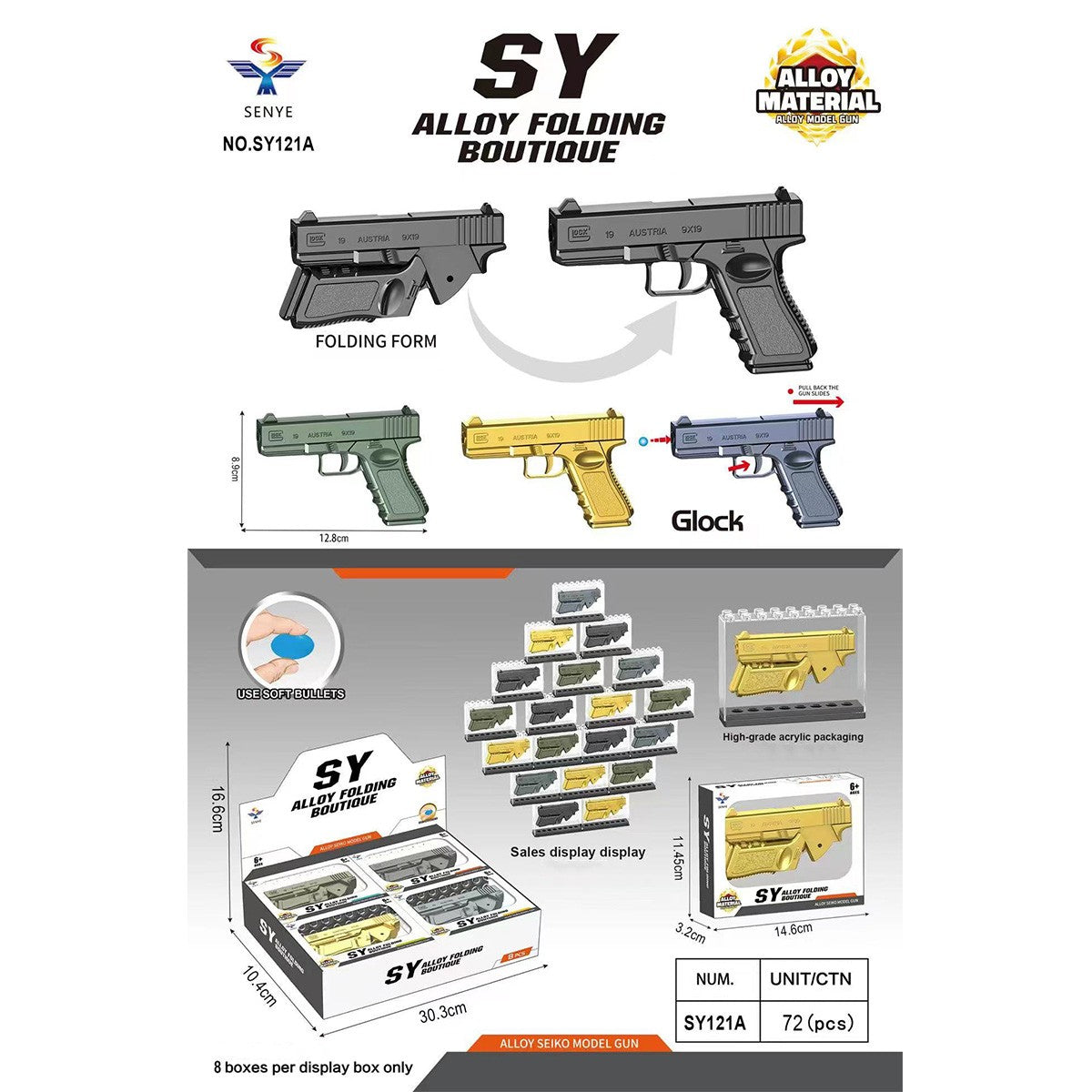 Half Die-Alloy Soft Bullet Gun Model Kit with Rubber Bullet-SY121A