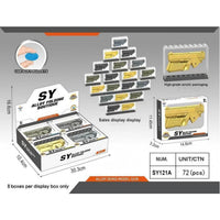 Bulk packaging of the Half Die-Alloy Soft Bullet Gun Model Toy with Rubber Bullet, highlighting sales display and acrylic box for collectors.